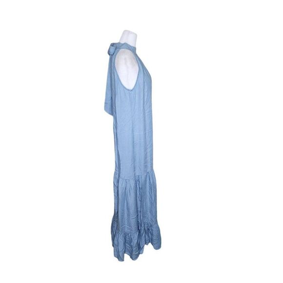 Vince Camuto Sleeveless Tiered Halter Tied Bow Neck Maxi Dress Women Size S Blue - Picture 4 of 11